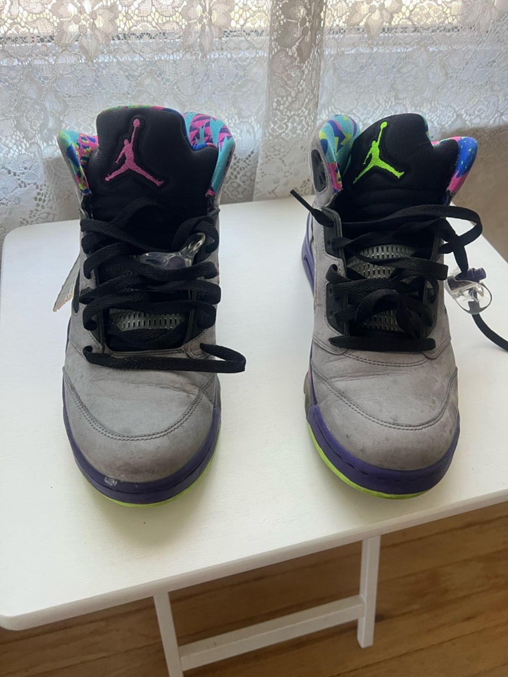 Jordan Sneakers with Teal, Neon Yellow, Cobalt Blue & Hot Pink Accents